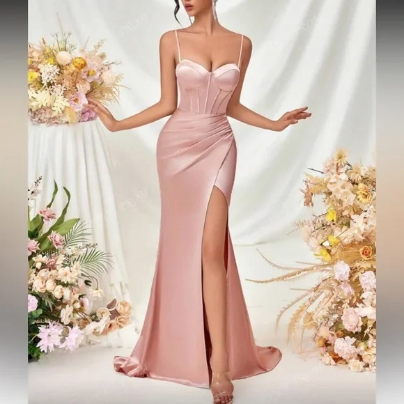 bridesmaid tube dresses Six Stories Women's Bandeau Satin Bridesmaid Dress main image 0